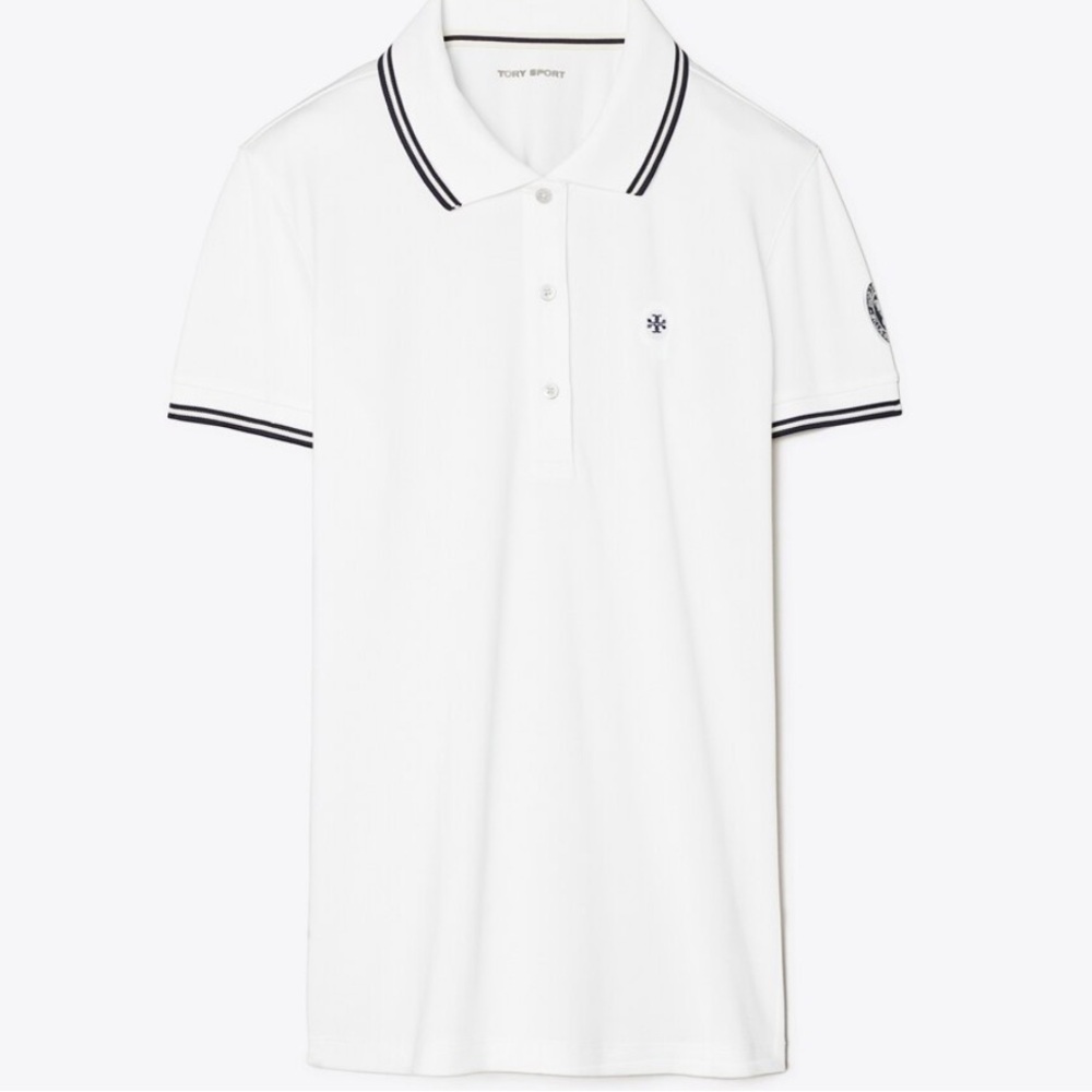 TORY BURCH TECH PIQUÉ POLO Billie Jean King Collection XS - Picture 8 of 9